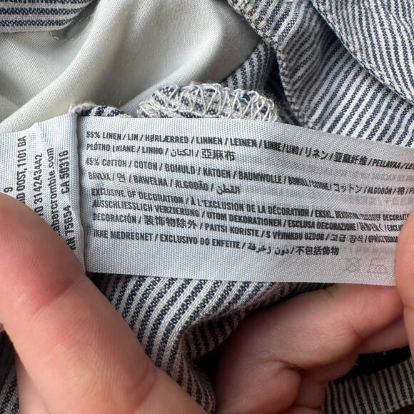 Abercrombie & Fitch Shorts Womens XS Blue White Striped Linen Blend Belted Short - Picture 6 of 9